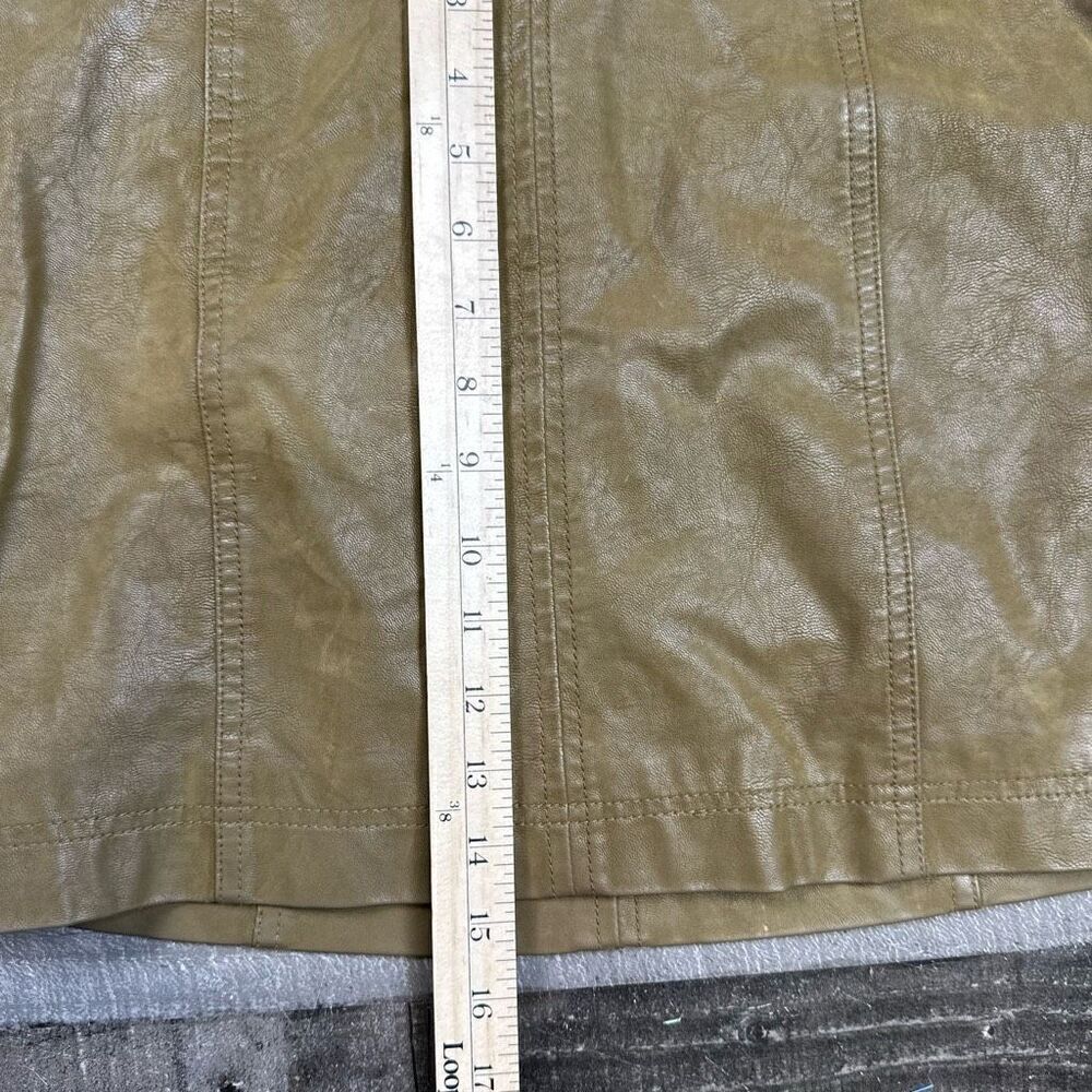 Free People Women’s Size 2 Mini Straight Pencil Skirt Brown Vegan Leather Zip Up - Picture 6 of 6
